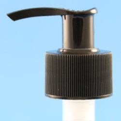 28mm 410 Black Ribbed Lock Up Lotion Pump, 1.5ml Output